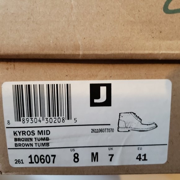 Clarks, Men's Kyros Mid, Brown Tumb,Casual Boot Size U.S. 8 M, Model 261-10607 - Picture 12 of 12